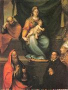 Prado, Blas del The Holy Family with Saints and the Master Alonso de Villegas oil painting